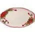 Regal Tidings Christmas Poinsettia Ceramic Serving Platter - White