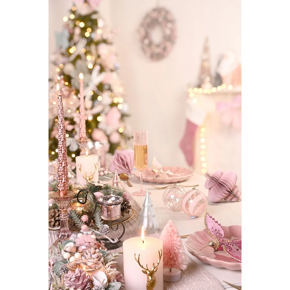 Small Blush Gold Stag Pillar Candle - Pink