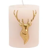 Small Blush Gold Stag Pillar Candle - Pink