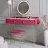 CARME Home 2 Drawer Dressing Table Set with LED Mirror - Red, Velvet