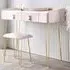 CARME Home Dressing Table with Stool Set - Pink, Velvet