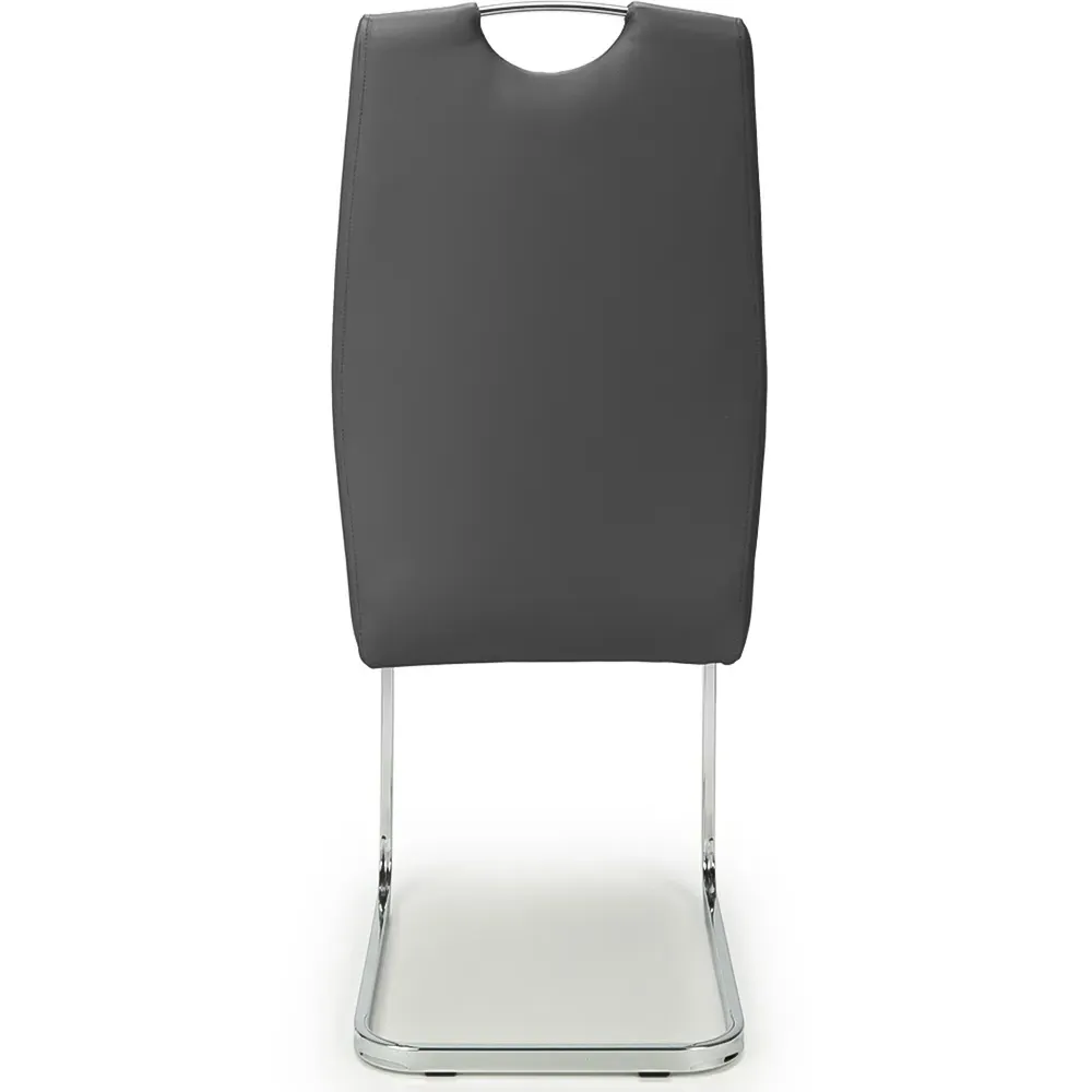 Set of 4 Dining Chairs - Grey, Leather Effect