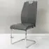 Set of 4 Dining Chairs - Grey, Leather Effect