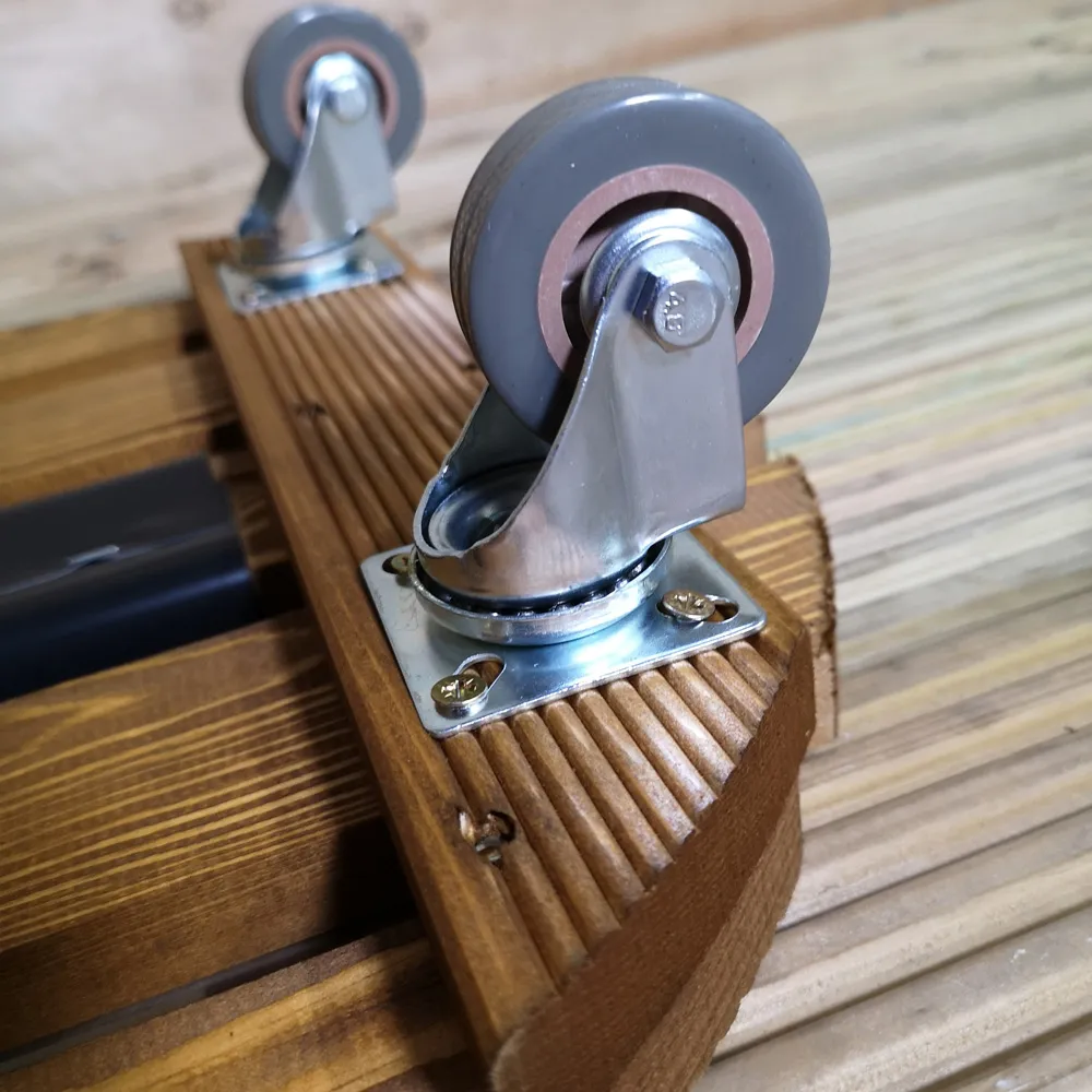 Round Garden Pot Stand with Wheels - Brown, Wood