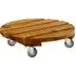 Round Garden Pot Stand with Wheels - Brown, Wood