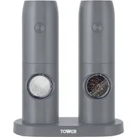 2 Piece Electronic Rechargeable Salt and Pepper Mills Set - Grey