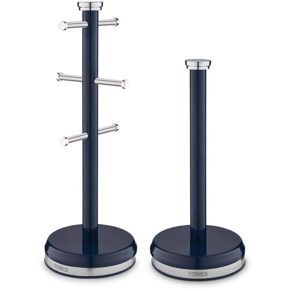 Belle Mug Tree and Towel Pole Set - Blue, Steel image