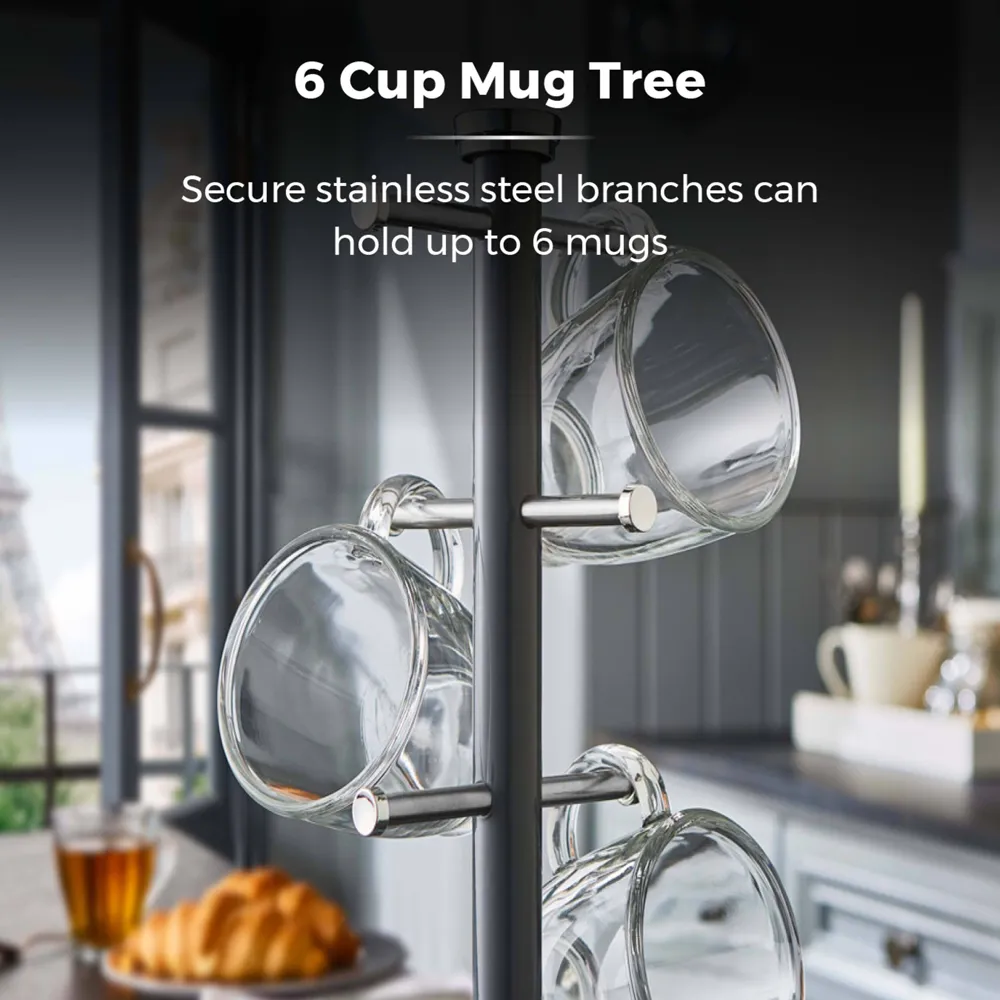 Belle Mug Tree and Towel Pole Set - Graphite, Steel