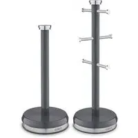 Belle Mug Tree and Towel Pole Set - Graphite, Steel