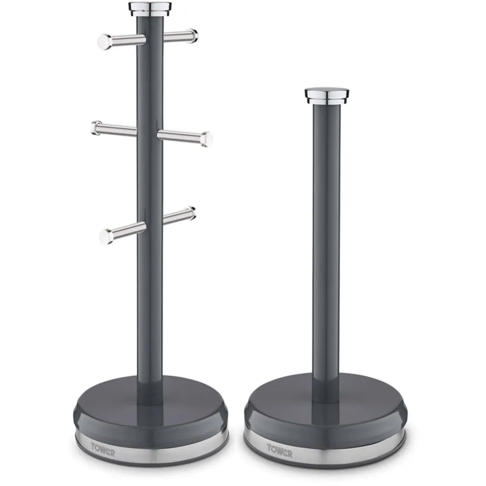 Belle Mug Tree and Towel Pole Set - Graphite, Steel