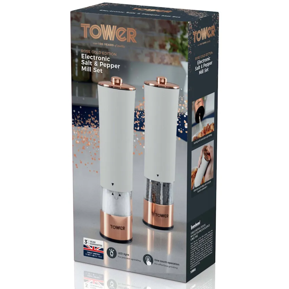 Electric Salt and Pepper Mill Set - White