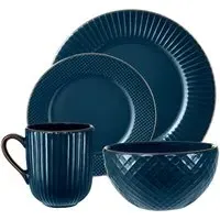 Empire 16 Piece Dinnerware Set - Blue, Stoneware