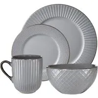 Empire 16 Piece Dinnerware Set - Grey, Stoneware