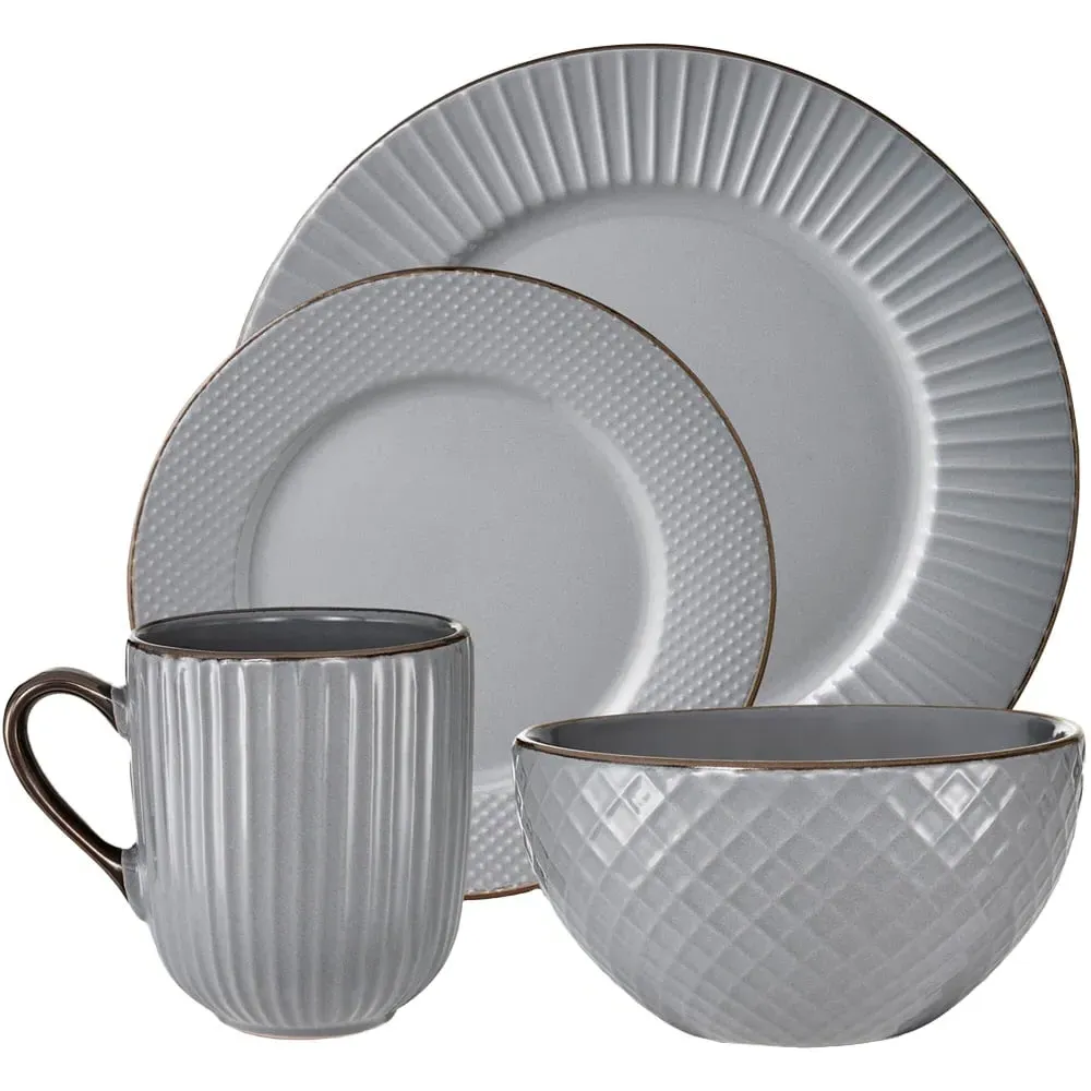 Empire 16 Piece Dinnerware Set - Grey, Stoneware image