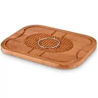 Mango Wood Carving Board with Removable Meat Spikes - Brown