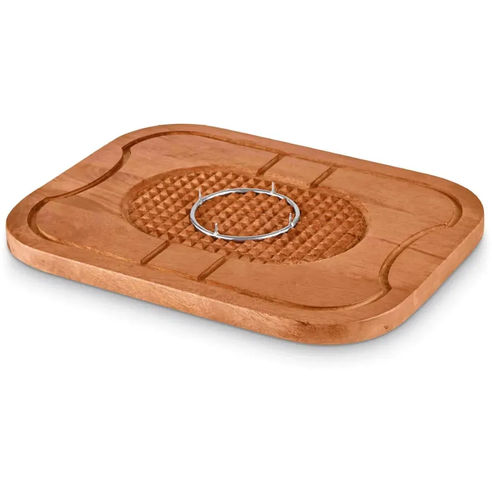 Mango Wood Carving Board with Removable Meat Spikes - Brown image