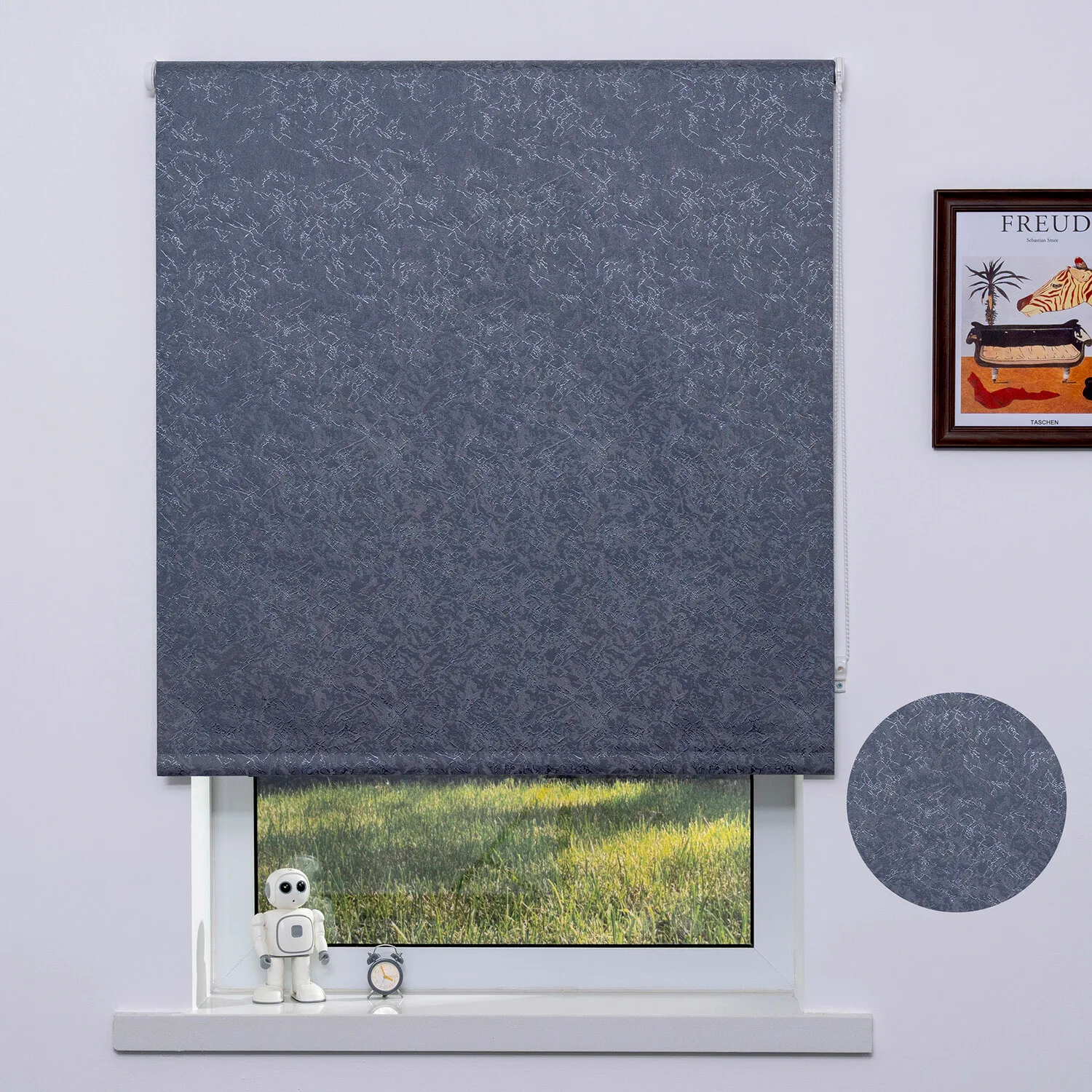 Crackle Blackout Blind 60cm - Dark Grey
