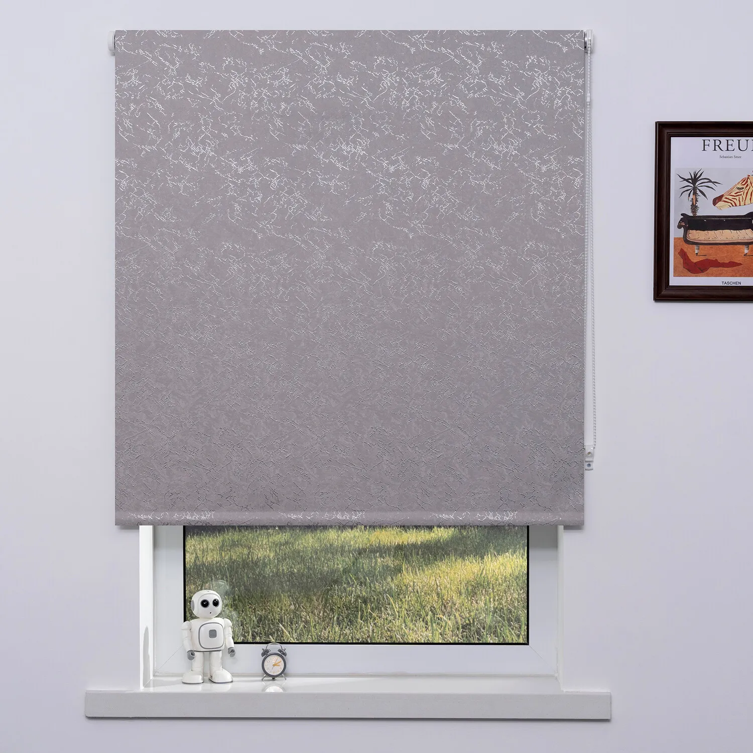 Crackle Blackout Blind 90cm - Light Grey