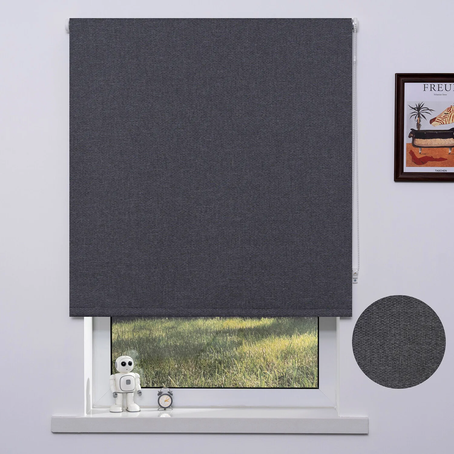 Jute Textured Blackout Blind - Dark Grey