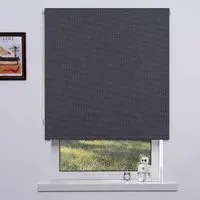 Jute Textured Blackout Blind - Dark Grey
