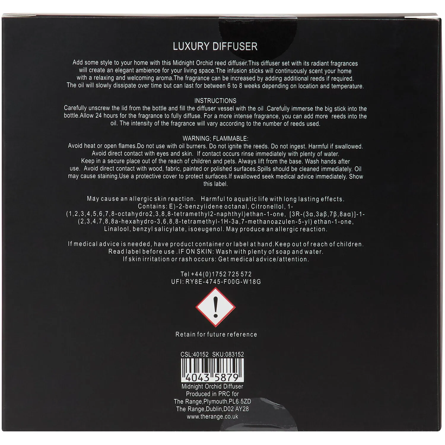 Midnight Orchid Flask Diffuser - Black