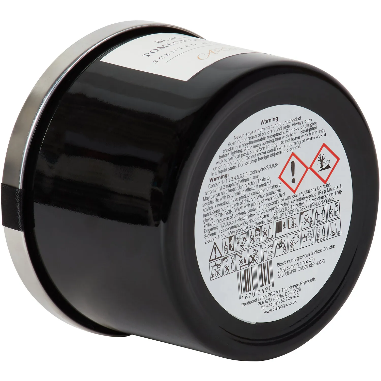 Pomegranate Candle with Lid - Black