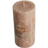 Sandalwood and Jasmine Scented Pillar Candle - Brown