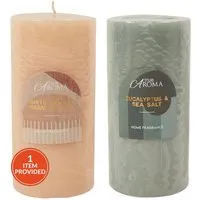 Warm Vanilla or Eucalyptus Scented Pillar Candle