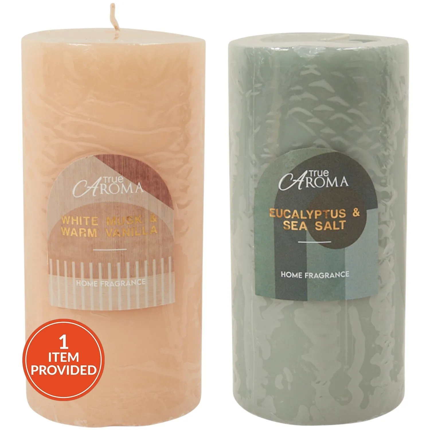 Warm Vanilla or Eucalyptus Scented Pillar Candle