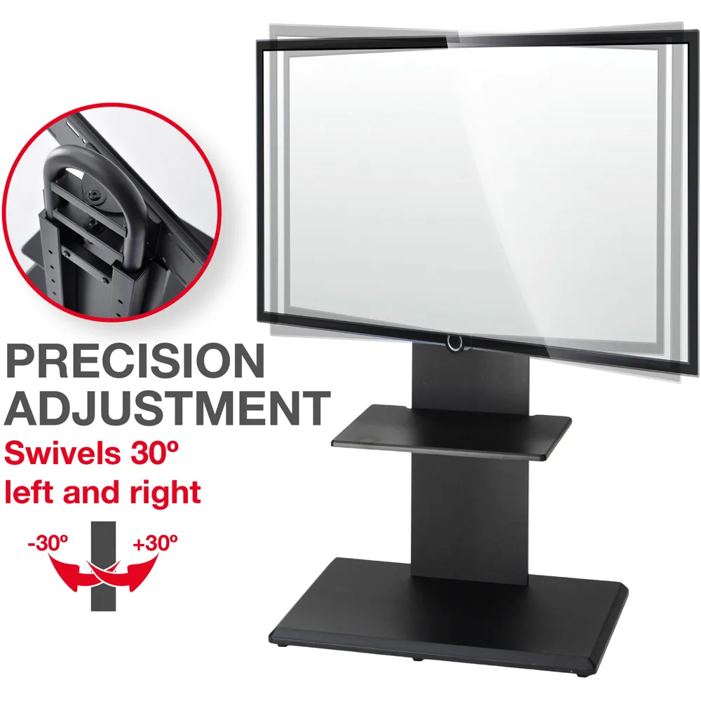 FS2 Single Shelf Floor Pedestal TV Stand with Swivel - Black