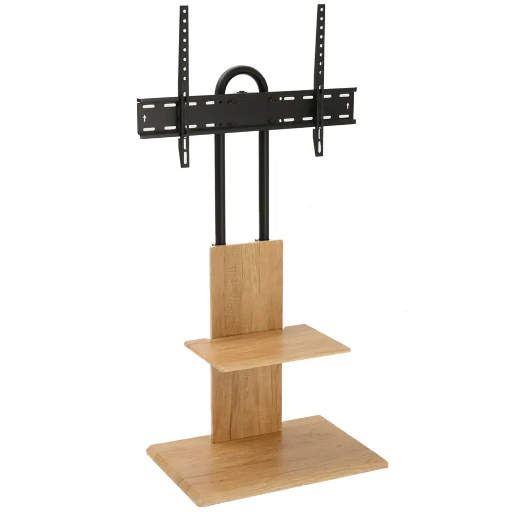 FS2 Single Shelf Floor Pedestal TV Stand with Swivel - Brown