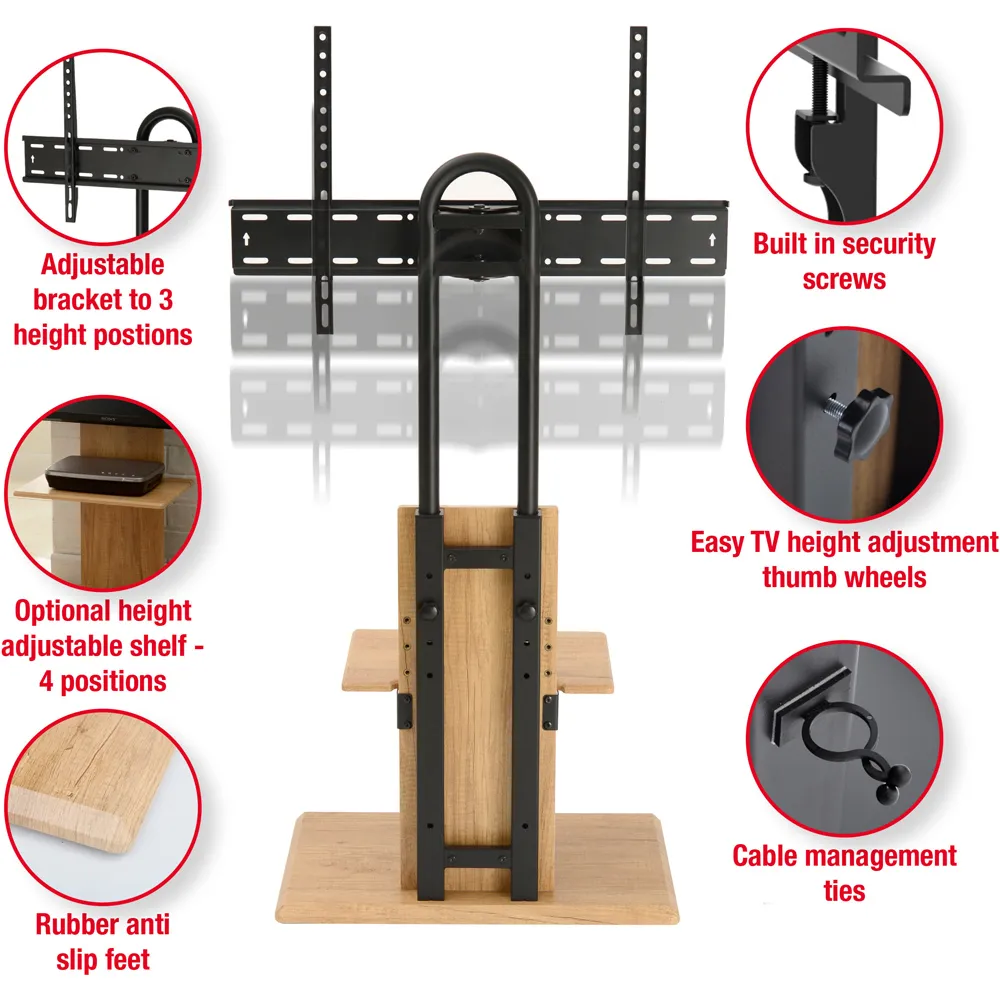 FS2 Single Shelf Floor Pedestal TV Stand with Swivel - Brown