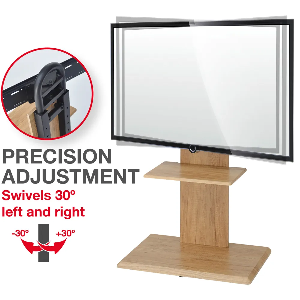 FS2 Single Shelf Floor Pedestal TV Stand with Swivel - Brown