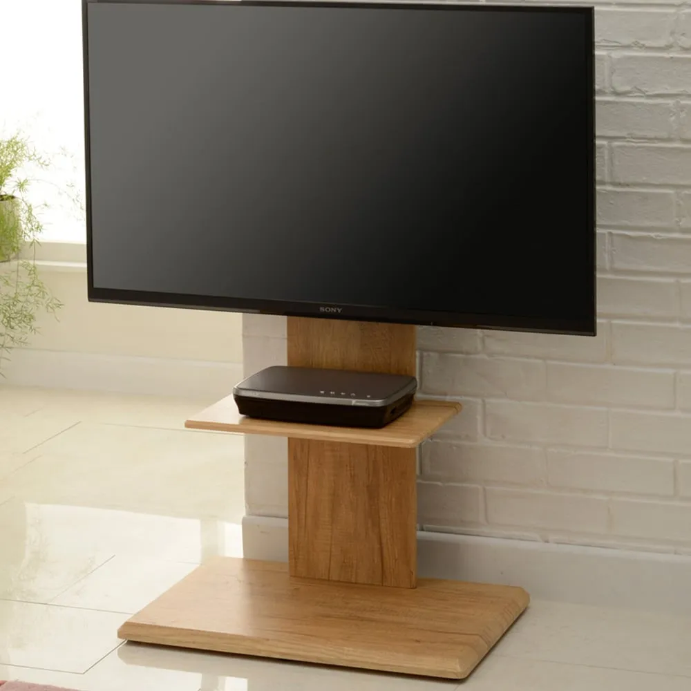 FS2 Single Shelf Floor Pedestal TV Stand with Swivel - Brown