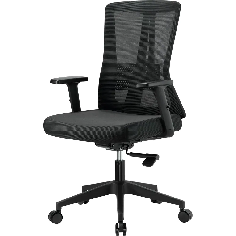 Oxford Mesh Swivel Office Chair with Lumbar Support - Black