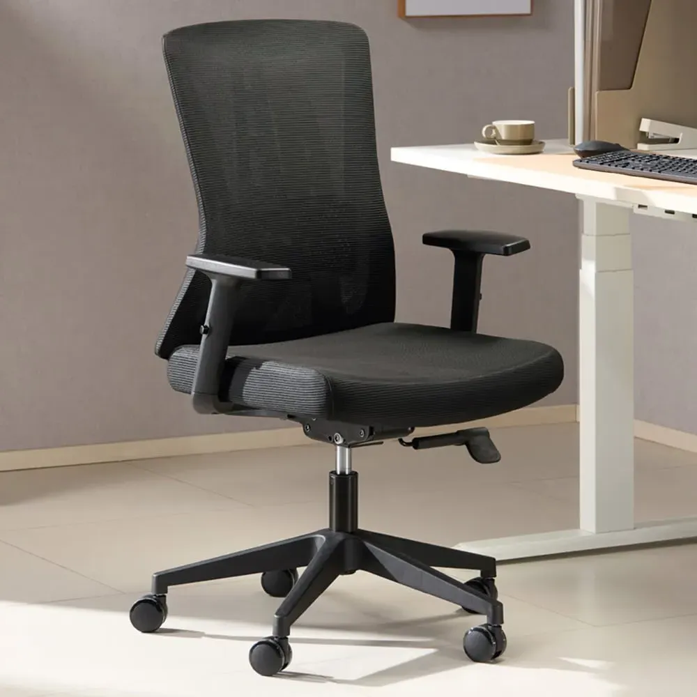 Oxford Mesh Swivel Office Chair with Lumbar Support - Black image