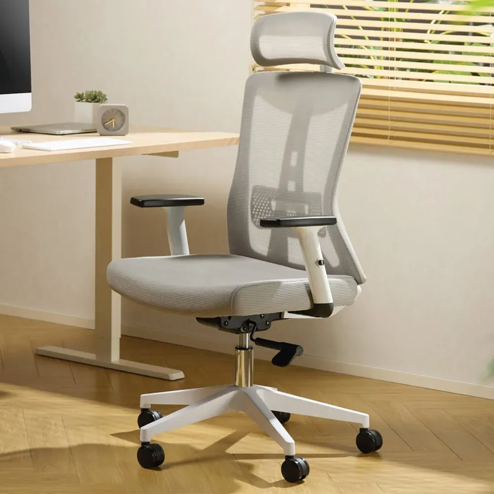 Oxford Plus Mesh Swivel Office Chair with Headrest - Grey