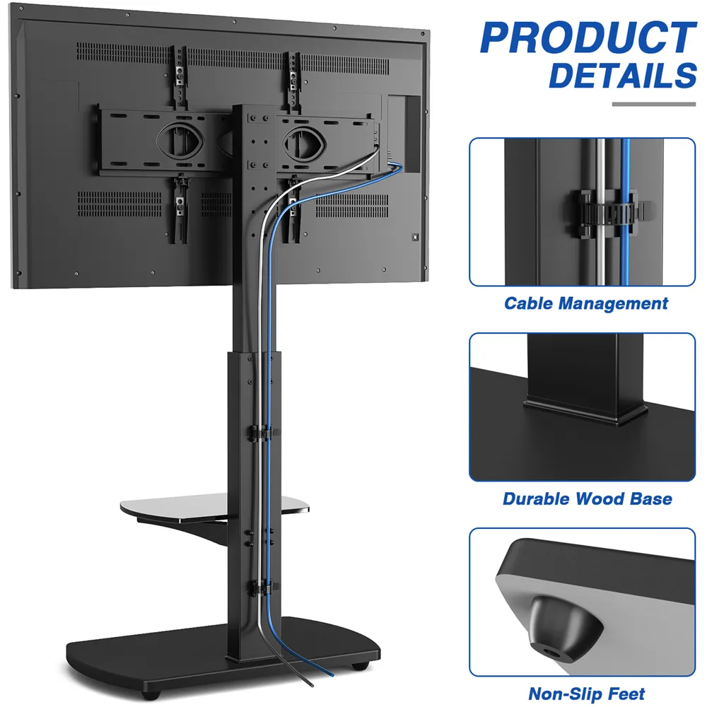 Single Shelf Freestanding TV Stand - Black