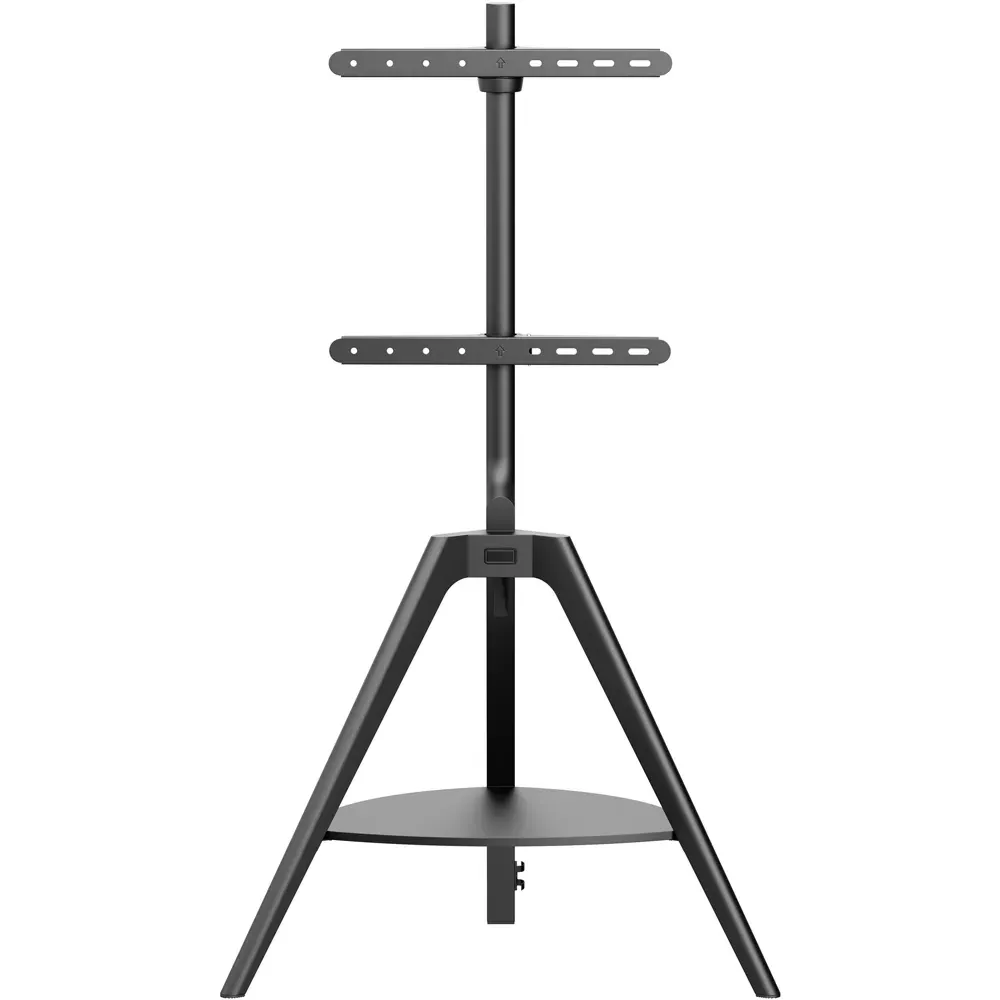 Tripod Single Shelf Floor TV Stand - Black, Wood