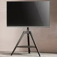 Tripod Single Shelf Floor TV Stand - Black, Wood