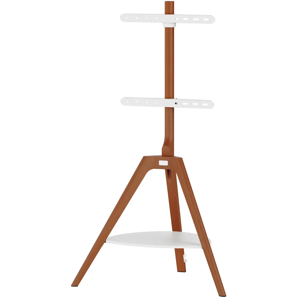 Tripod Single Shelf Floor TV Stand - Brown, Wood