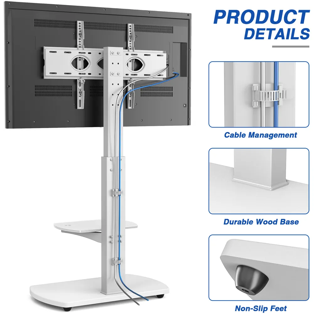 TTAP Single Shelf Freestanding TV Stand - White