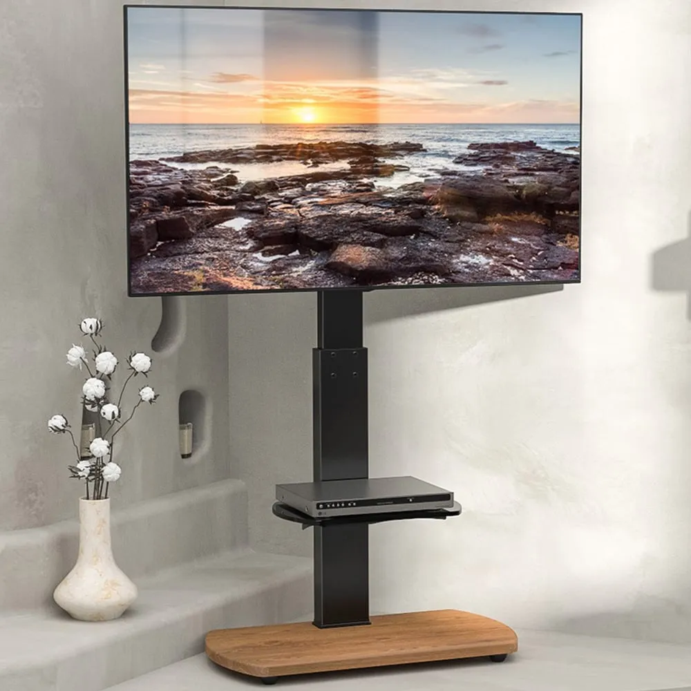 TTAP Single Shelf TV Stand with Swivel - Black, Oak image