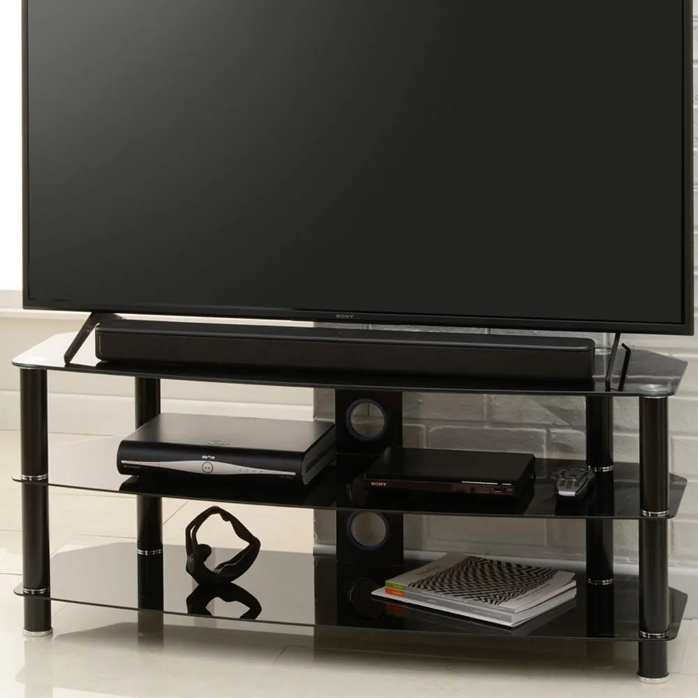 Vantage 2 Shelf TV Stand 1050mm - Black, Glass