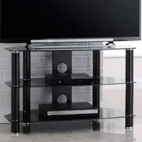 Vantage 2 Shelf TV Stand 800mm - Black, Glass