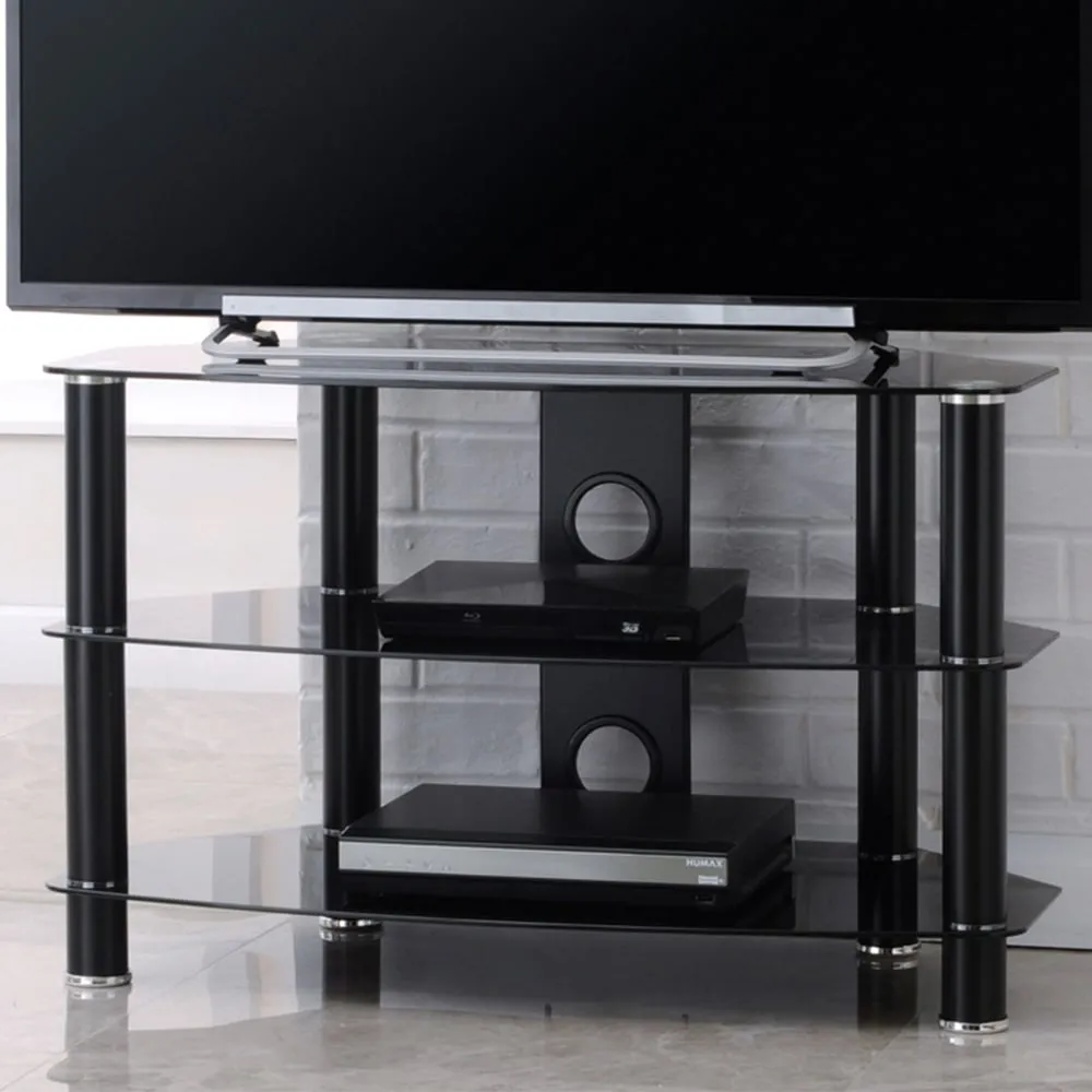 Vantage 2 Shelf TV Stand 800mm - Black, Glass image