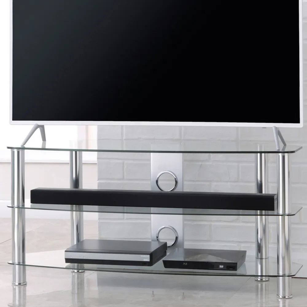 Vantage 3-Shelf TV Stand - Silver, Glass image