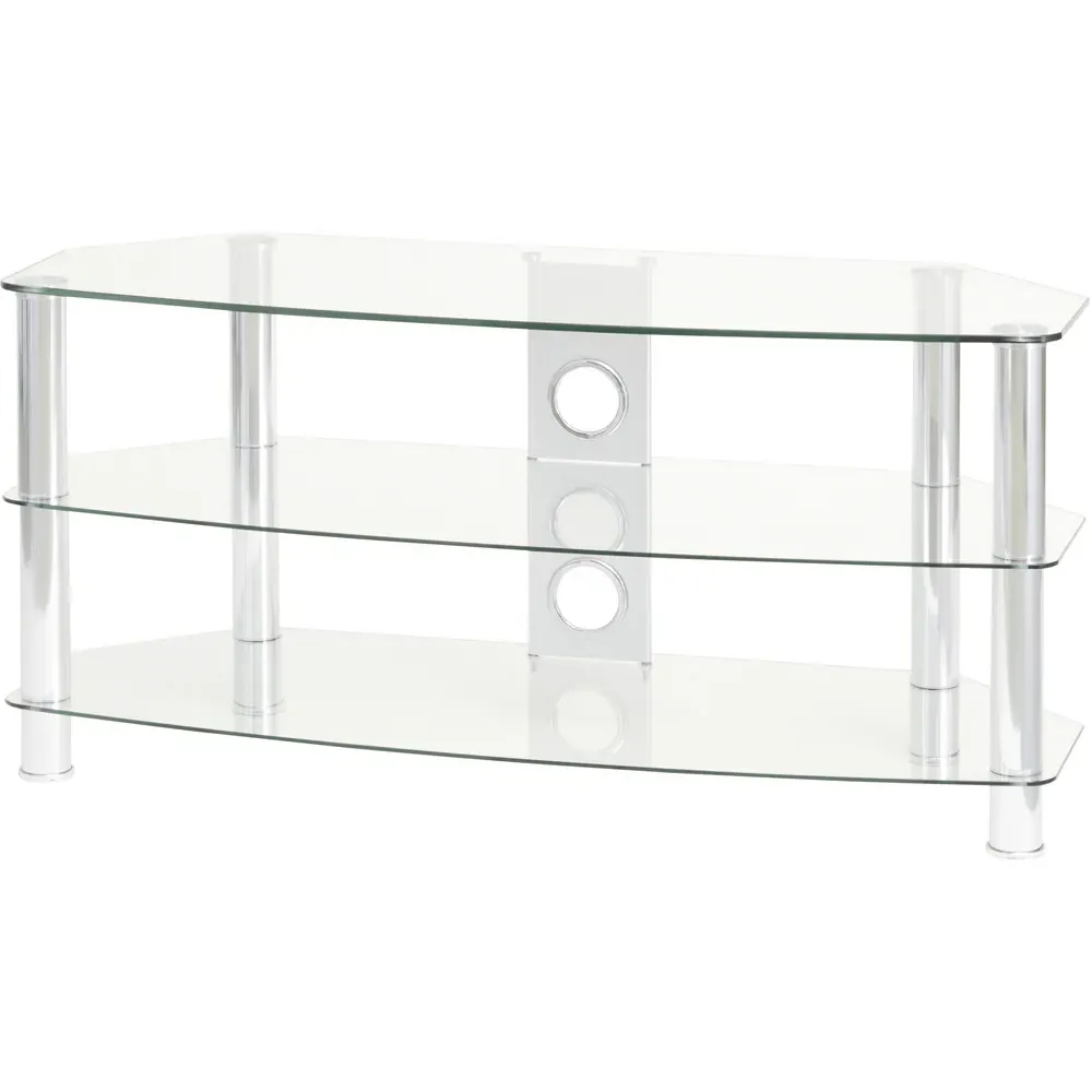 Vantage 3-Shelf TV Stand - Silver, Glass