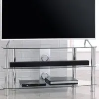 Vantage 3-Shelf TV Stand - Silver, Glass