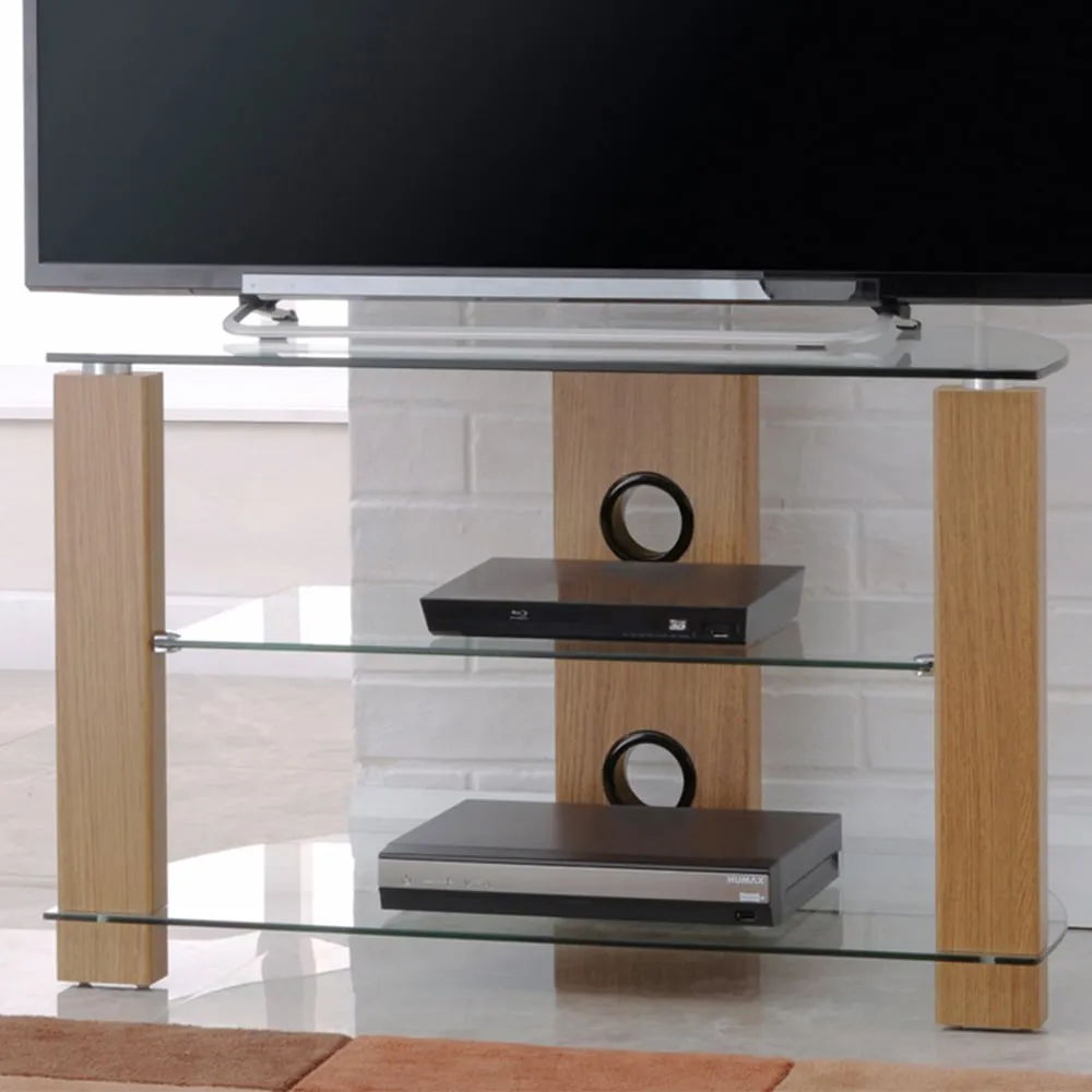 Vision 2 Shelf TV Stand 800mm - Brown, Oak image